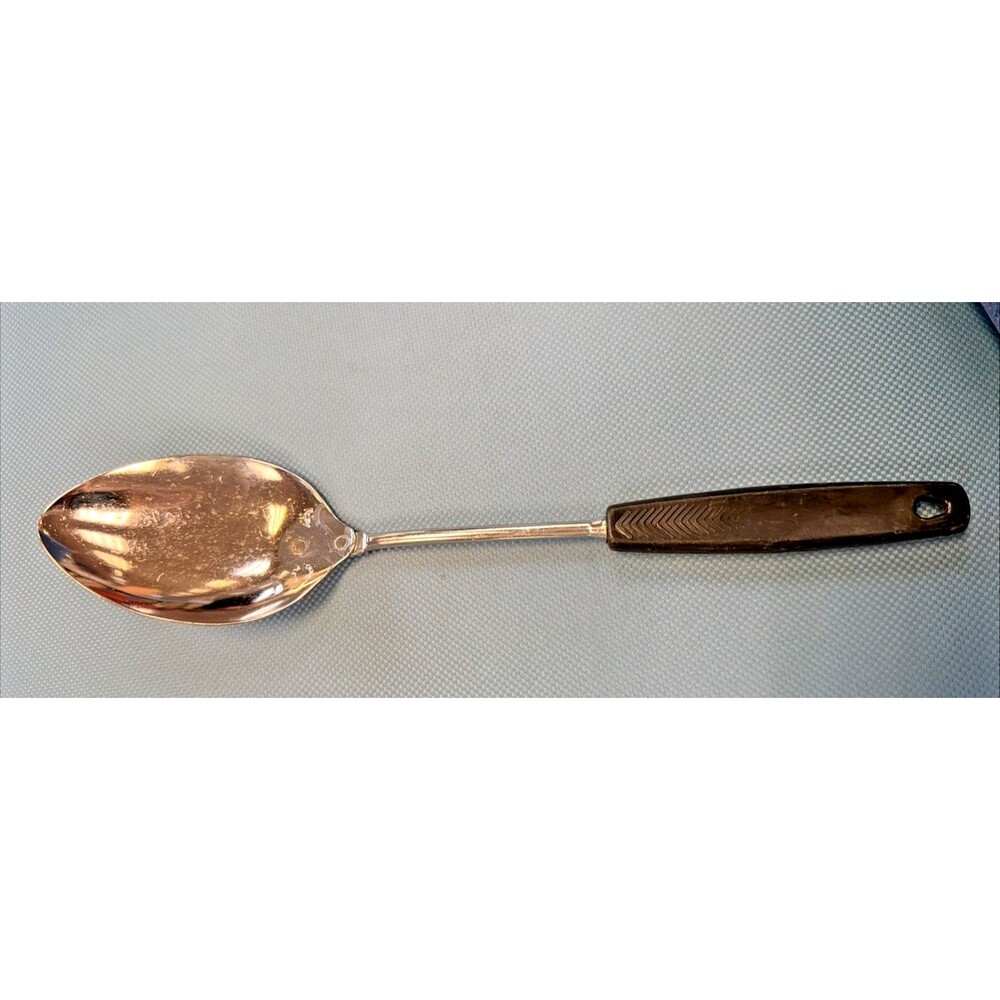VTG Foley Stainless Chrome Plated Serving Spoon Black Handle Kitchen Utensil USA